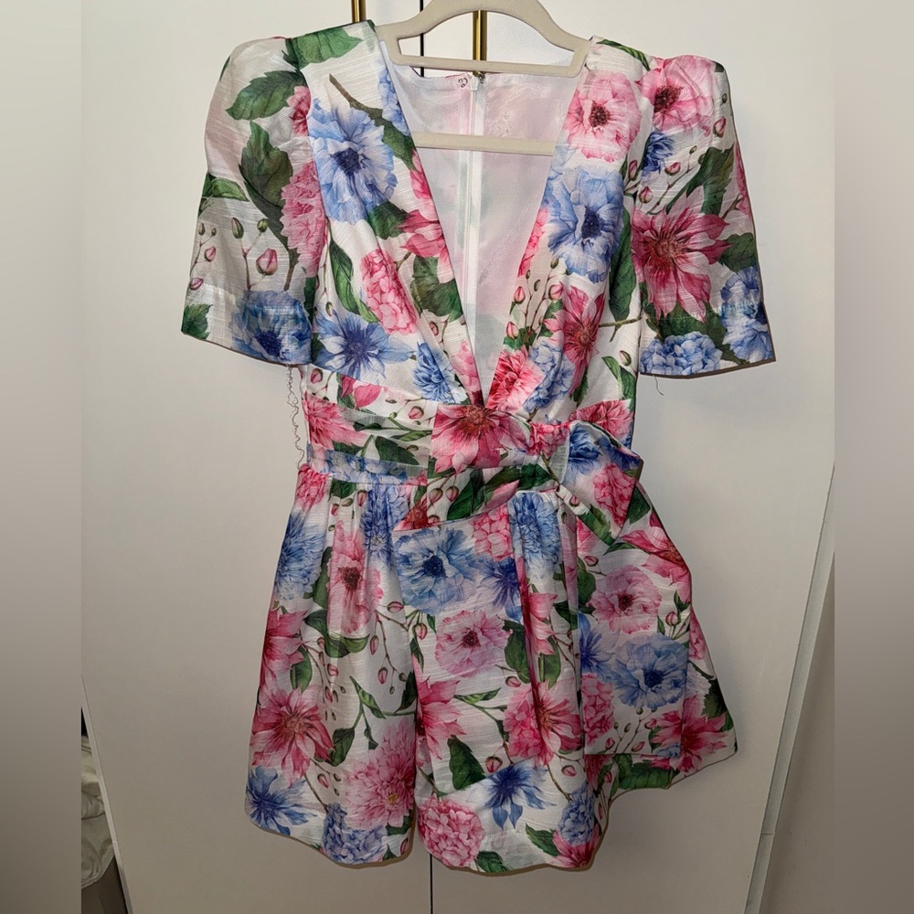 Floral V-Neck Dress with Bow